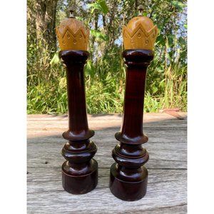 Vintage Macina Temperata Italian Wood Salt & Pepper Grinder with Crowns